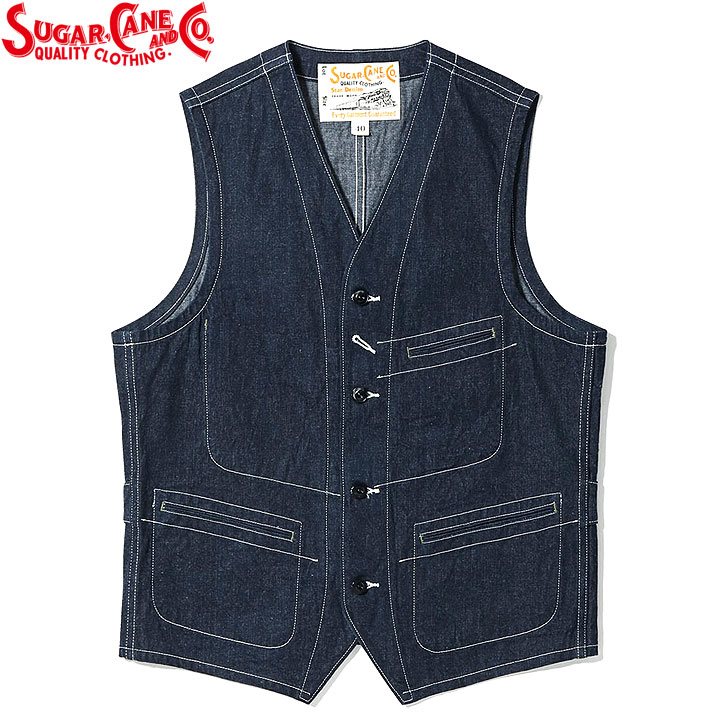 乐天商城 - SUGAR CANE11oz. BLUE DENIMWORK VESTStyle No.SC15702