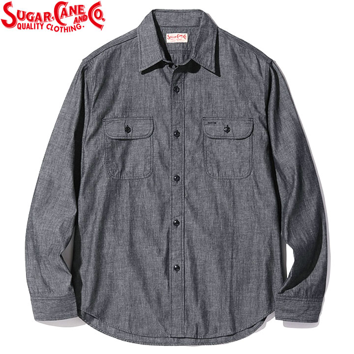 乐天商城 - Sugar CaneBLACK CHAMBRAYWORK SHIRT (LONG SLEEVE)No.SC29159