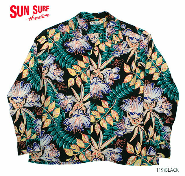 MAUNA KEA GALLERIES × SUN SURFRAYON L/S アロハシャツ"ORCHID BLOOM"Style No.SS38035MGLS