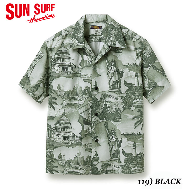 SUN SURFCOTTON TYPEWRITER 2023SSOPEN SHIRT“BEST VIEW OF NEW YORK” SS39095