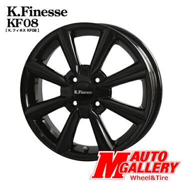 送料無料新品 アルミホイール 1台分K.Finesse ケイフィネス KF084.5J-14インチ 4穴 PCD100 ブラック軽自動車にピッタリ