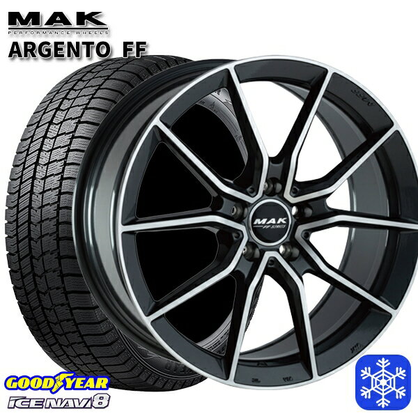 【取付対象】215/45R17 ベンツ Aクラス W169用 2022〜2023年製 グッドイヤー アイスナビ8 MAK ARGENTO ガンメタリックミラー 17インチ 7.5J 5H112 +48 スタッドレスタイヤホイール4本セット 送料無料