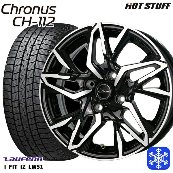 【新品 スタッドレス1台分4本セット】 185/55R15 ノート マーチ デミオ 2022年製 ラウフェン LW51 HotStuff クロノス CH-112 メタリックブラックポリッシュ 15インチ 5.5J 4H100