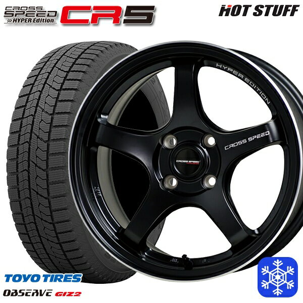 【取付対象】165/55R14 モコ ルークス 2022〜2023年製 トーヨー オブザーブ ギズ2 HotStuff クロススピード CR5 セミグロスブラック 14インチ 4.5J 4穴 100 スタッドレスタイヤホイール4本セット 送料無料