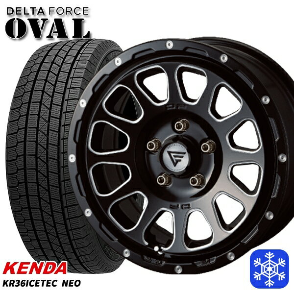 【新品 スタッドレス1台分4本セット】 225/60R17 アルファード ヴェルファイア 2022〜2023年製 ケンダ アイステックネオ KR36 デルタフォースオーバル ブラックマシニング 17インチ 7.0J 5H114.3