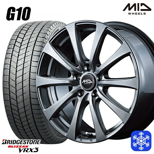 【取付対象】195/65R15 30/50プリウス インプレッサ 2022〜2023年製 ブリヂストン ブリザック VRX3 MID ユーロスピード G10 メタリックグレー 15インチ 6.0J 5穴 100 スタッドレスタイヤホイール4本セット 送料無料