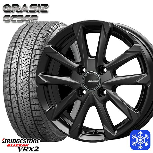 【取付対象】185/65R15 アクア ノート フィット 2021～2022年製 ブリヂストン ブリザック VRX2 クレイシズ GC36F グロスブラック 15インチ 5.5J 4H100 スタッドレスタイヤホイール4本セット