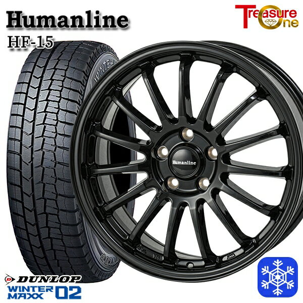 【新品 スタッドレス1台分4本セット】 215/60R16 99T フォレスター レガシィ 2025年製 ダンロップ ウィンターマックス WM02 ■ トレジャーワン ヒューマンライン HF15 BK 16インチ 6.5J 5H100