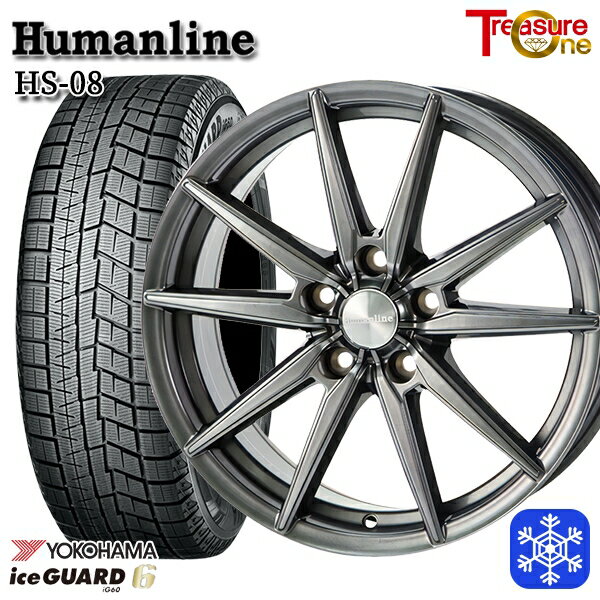 【新品 スタッドレス1台分4本セット】 195/60R16 ウィッシュ イスト 2023年製 ヨコハマ アイスガード IG60 トレジャーワン ヒューマンライン HS08 ダークグレー 16インチ 6.5J 5H100