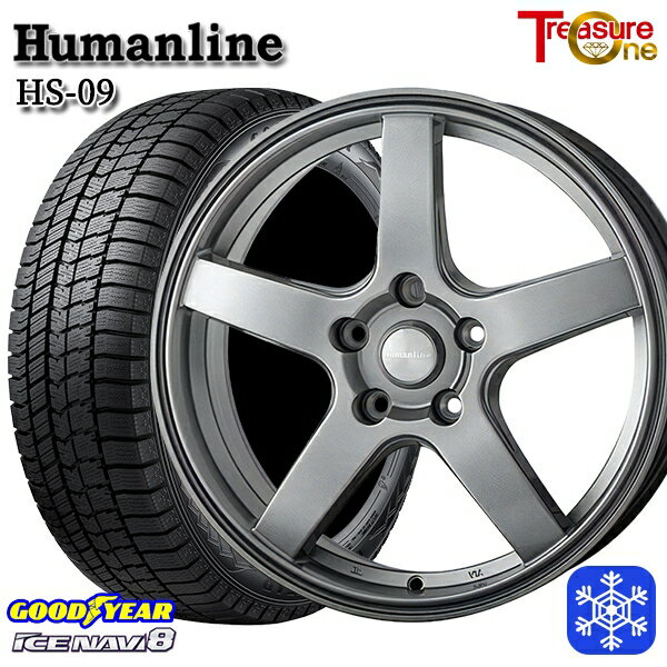 【新品 1台分4本セット】 225/55R18 デリカD5 エクストレイル 2022〜2023年製 グッドイヤー アイスナビ8 トレジャーワン ヒューマンライン HS09 ダークグレー 18インチ 8.0J 5H114.3