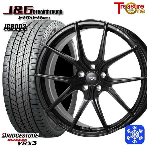 【取付対象】BMW G26 i4 G26 G30/G31 G15用 245/40R19 2022〜2023年製 ブリヂストン ブリザック VRX3 トレジャーワン 鍛造 J&G ブレイクスルー JGB003 ブラック 19インチ 8.0J 5穴 112 +30 スタッドレスタイヤホイール4本セット 送料無料