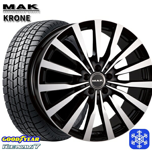 【新品 スタッドレス1台分4本セット】 225/45R18 ベンツ Cクラス W205/W206用 2023〜2024年製 グッドイヤー アイスナビ7 NAVI7 MAK KRONE ブラックミラー 18インチ 8.0J 5H112 +48