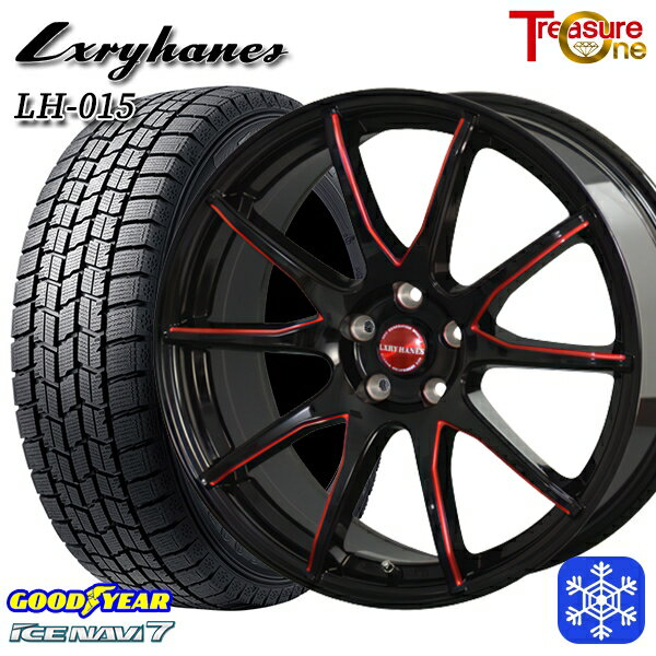 【新品 1台分4本セット】 235/50R18 アルファード ヴァルファイア 2023〜2024年製 グッドイヤー アイスナビ7 トレジャーワン ラグジーヘインズ LH015 BK/RED 18インチ 8.0J 5H114.3