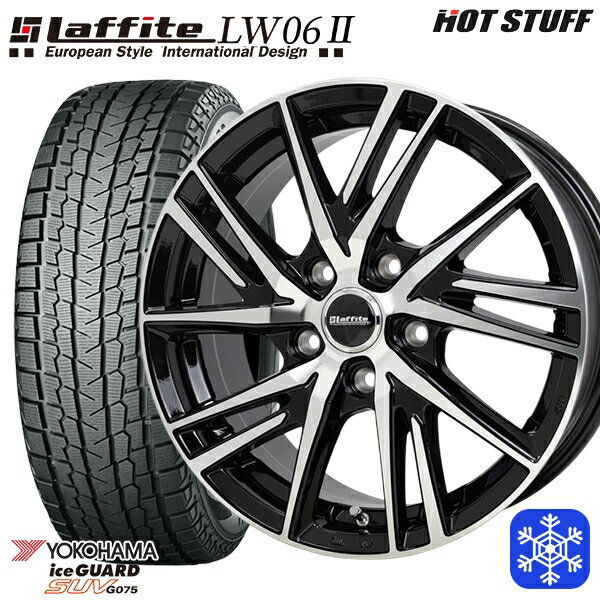 【取付対象】225/60R18 RAV4 NX 2022～2023年製 ヨコハマ アイスガードSUV G075 HotStuff ラフィット LW06 BK/P 18インチ 8.0J 5H114.3 スタッドレスタイヤホイール4本セット