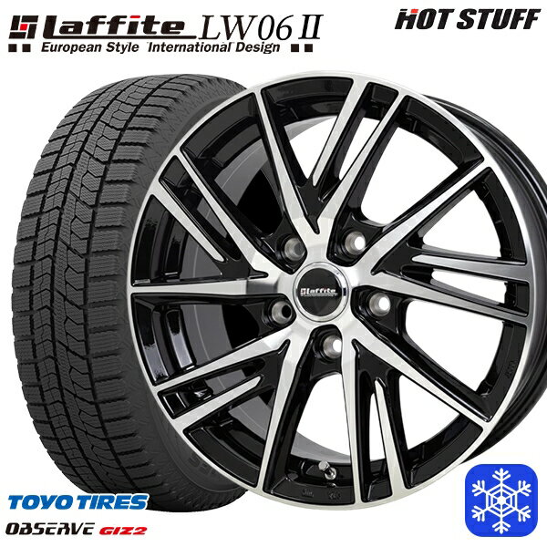 【取付対象】205/55R16 アクセラ リーフ 2021〜2022年製 トーヨー オブザーブ ギズ2 HotStuff ラフィット LW06 BK/P 16インチ 6.5J 5穴 114.3 スタッドレスタイヤホイール4本セット 送料無料