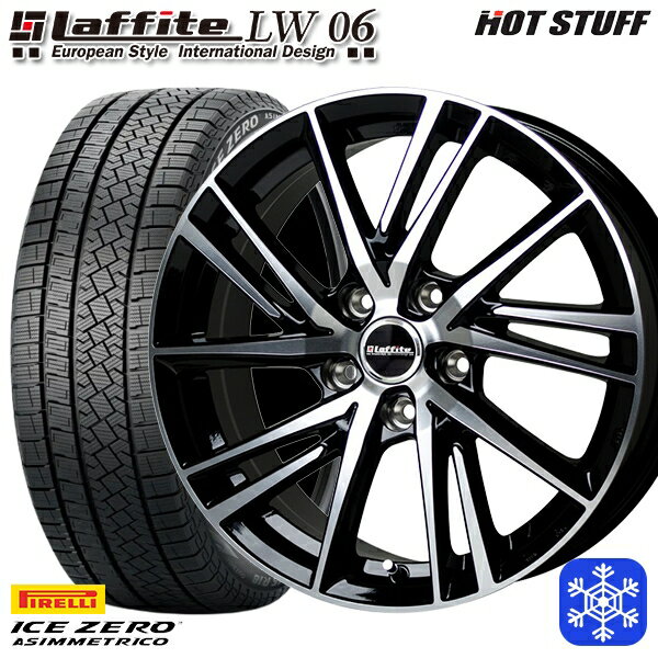 【取付対象】225/50R18 ヴェゼル エクストレイル 2022〜2023年製 ピレリ アイスゼロアシンメトリコ HotStuff ラフィット LW06 BK/P 18インチ 7.0J 5穴 114.3 スタッドレスタイヤホイール4本セット 送料無料