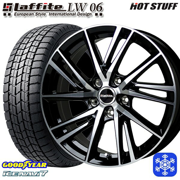 【取付対象】195/65R15 ノア ヴォクシー 2023年製 グッドイヤー アイスナビ7 HotStuff ラフィット LW06 BK/P 15インチ 6.0J 5穴 114.3 スタッドレスタイヤホイール4本セット 送料無料