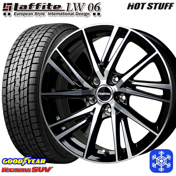 【取付対象】225/60R17 インプレッサ フォレスター 2021〜2022年製 グッドイヤー アイスナビSUV HotStuff ラフィット LW06 BK/P 17インチ 7.0J 5穴 100 スタッドレスタイヤホイール4本セット 送料無料