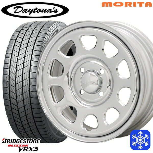【新品 スタッドレス1台分4本セット】 165/60R15 ハスラー ソリオ 2024〜2025年製 ブリヂストン ブリザック VRX3 MRT DAYTONA'S G2 デイトナズ クローム 15インチ 5.0J 4H100+45