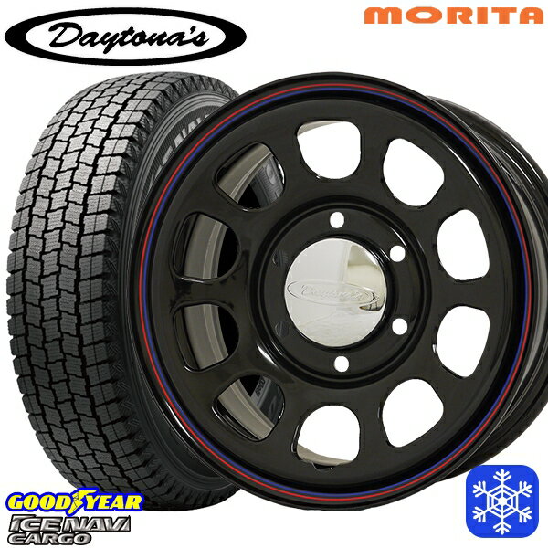 【取付対象】195/80R15 ハイエース 2022〜2023年製 グッドイヤー アイスナビカーゴ MRT DAYTONA'S デイトナ ブラック 15インチ 6.5J 6穴 139.7 スタッドレスタイヤホイール4本セット 送料無料