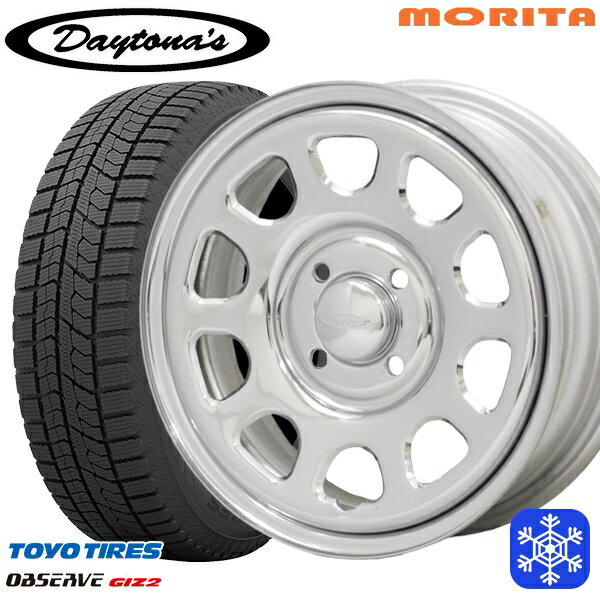 【新品 スタッドレス1台分4本セット】 155/65R14 75Q 2023〜2024年製 トーヨー オブザーブ ギズ2 MRT DAYTONA'S デイトナ クローム 14インチ 5.0J 4H100