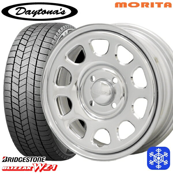【新品 スタッドレス1台分4本セット】 155/65R14 N-BOX タント 2025年製 ブリヂストン ブリザック WZ1 MRT DAYTONA'S デイトナ クローム 14インチ 5.0J 4H100