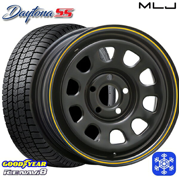 【新品 スタッドレス1台分4本セット】 195/65R15 ルノーカングーKW系 2024〜2025年製 グッドイヤー アイスナビ8 NAVI8 MLJ デイトナSS ブラック(イエローライン) 15インチ 6.0J 5H108 +30