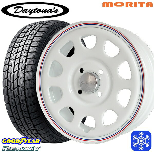 【新品 スタッドレス1台分4本セット】 145/80R13 モコ タント ミラ ムーヴ 2024年製 グッドイヤー アイスナビ7 NAVI7 MRT デイトナS ホワイト 13インチ 4.5J 4H100