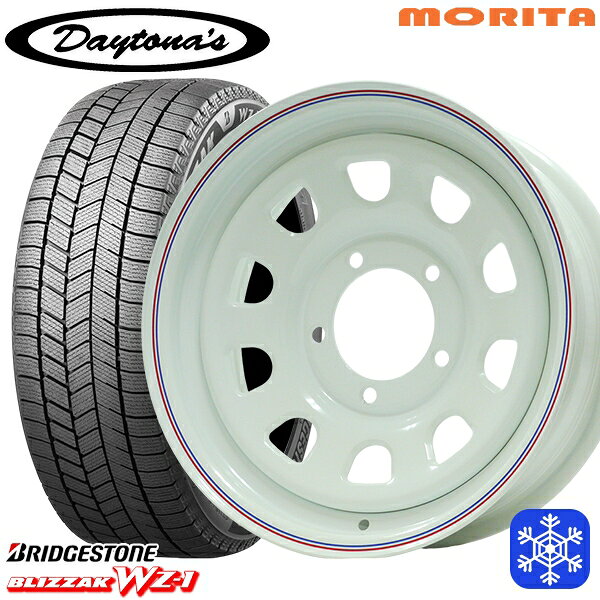 【新品 スタッドレス1台分4本セット】 195/80R15 ジムニーシエラ 2025年製 ブリヂストン ブリザック WZ1 MRT DAYTONA'S デイトナズ ホワイト 15インチ 6.0J 5H139.7±0