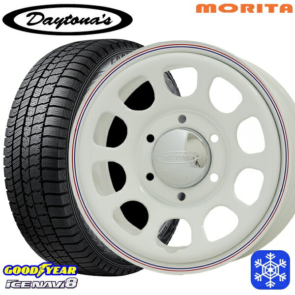 【新品 スタッドレス1台分4本セット】 215/60R17 96Q ハイエース ※車検非対応 2024〜2025年製 グッドイヤー アイスナビ8 NAVI8 MRT DAYTONA'S デイトナズ ホワイト 17インチ 6.5J 6H139.7+38