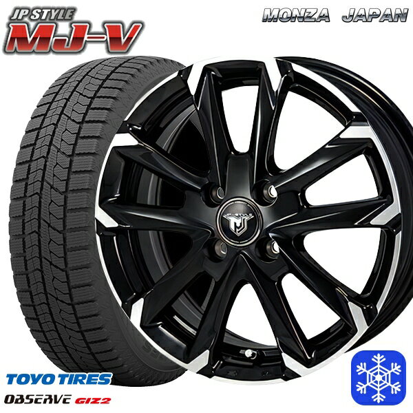 【新品 スタッドレス1台分4本セット】 165/55R14 モコ ルークス 2022〜2023年製 トーヨー オブザーブ ギズ2 MONZA JPスタイル MJ-V ブラックメタリック/ポリッシュ 14インチ 4.5J 4H100