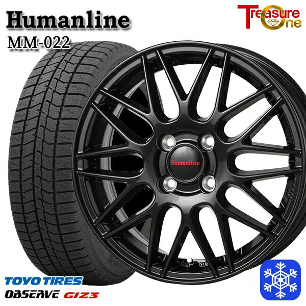 【新品 スタッドレス1台分4本セット】 155/65R13 モコ ルークス 2024年製 トーヨー オブザーブ ギズ3 トレジャーワン ヒューマンライン MM022 ブラック 13インチ 4.0J 4H100
