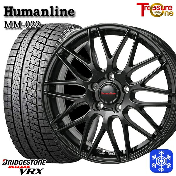 【新品 スタッドレス1台分4本セット】 205/55R16 アクセラ リーフ 2021年製 ブリヂストン VRX ■並行輸入品 トレジャーワン ヒューマンライン MM022 ブラック 16インチ 6.5J 5H114.3