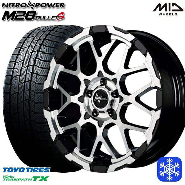 【新品 スタッドレス1台分4本セット】 215/70R16 100Q デリカD5 2024〜2025年製 トーヨー ウィンタートランパス TX MID ナイトロパワー M28バレット ブラックミラーカット 16インチ 7.0J 5H114.3