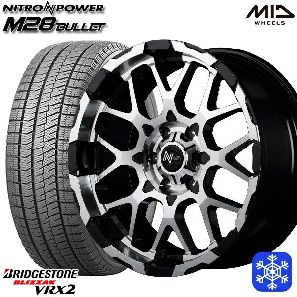 【新品 スタッドレス1台分4本セット】 215/65R16 98Q ハイエース ※車検非対応 2023〜2024年製 ブリヂストン ブリザック VRX2 MID ナイトロパワー M28バレット ブラックミラーカット 16インチ 6.5J 6H139.7