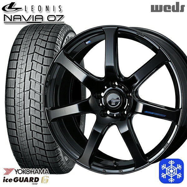 【取付対象】205/55R17 ノア ヴォクシー 2021〜2022年製 ヨコハマ アイスガード IG60 トレジャーワン Weds ウェッズ レオニス ナヴィア07 PBK 17インチ 7.0J 5穴 114.3 スタッドレスタイヤホイール4本セット 送料無料