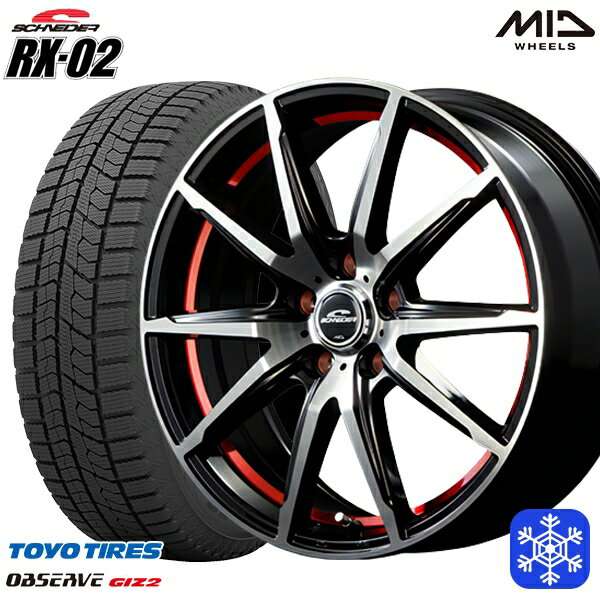 【取付対象】205/55R16 アクセラ リーフ 2021〜2022年製 トーヨー オブザーブ ギズ2 MID シュナイダー RX-02 RED 16インチ 6.5J 5穴 114.3 スタッドレスタイヤホイール4本セット 送料無料