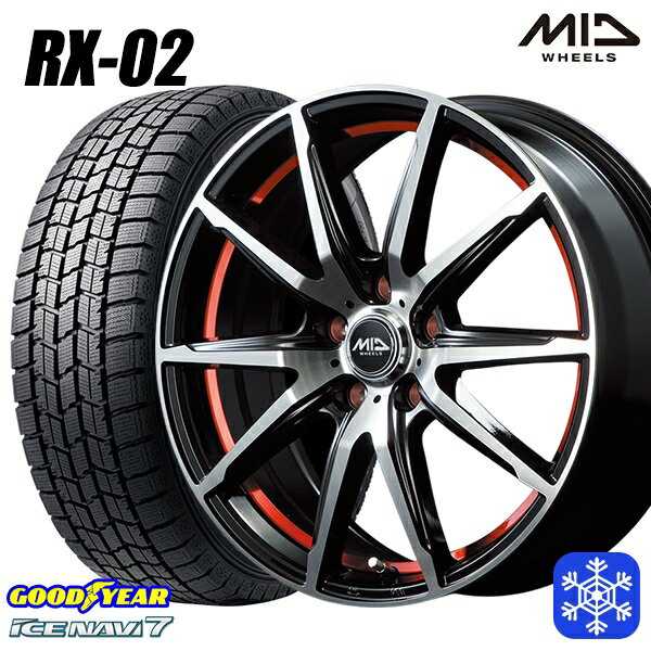 【新品 スタッドレス1台分4本セット】 225/45R18 クラウン レヴォーグ 2023〜2024年製 グッドイヤー アイスナビ7 NAVI7 MID RX-02 RED 18インチ7.0J 5H114.3