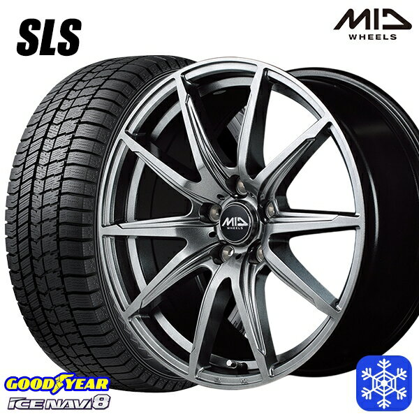 【取付対象】205/65R16 ヤリスクロス 10アルファード 2022〜2023年製 グッドイヤー アイスナビ8 MID シュナイダー SLS メタリックグレー 16インチ 6.5J 5穴 114.3 スタッドレスタイヤホイール4本セット 送料無料