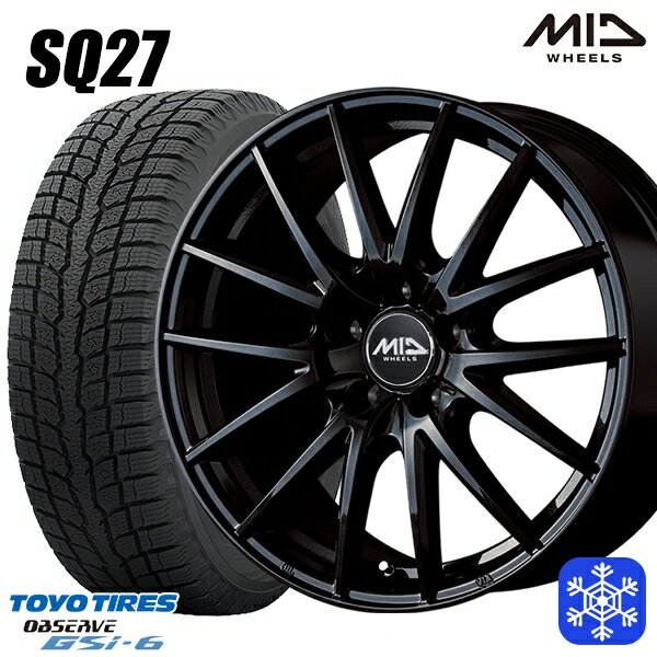 【取付対象】225/60R18 RAV4 NX 2022～2023年製 トーヨー オブザーブ GSi-6 MID シュナイダー SQ27 ブラック 18インチ 7.0J 5H114.3 スタッドレスタイヤホイール4本セット