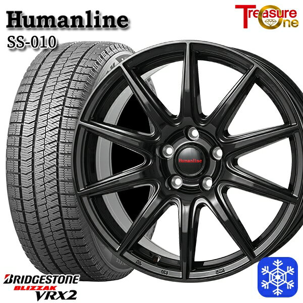 【新品 スタッドレス1台分4本セット】 195/60R16 ウィッシュ イスト 2023年製 ブリヂストン ブリザック VRX2 トレジャーワン ヒューマンライン SS010 ブラック 16インチ 6.5J 5H100