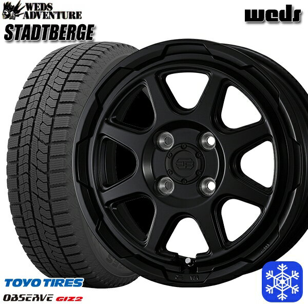 【取付対象】185/65R14 モビリオ ランサー 2021～2022年製 トーヨー オブザーブ ギズ2 Weds ウェッズ スタッドベルグ MB 14インチ 5.0J 4H100 スタッドレスタイヤホイール4本セット