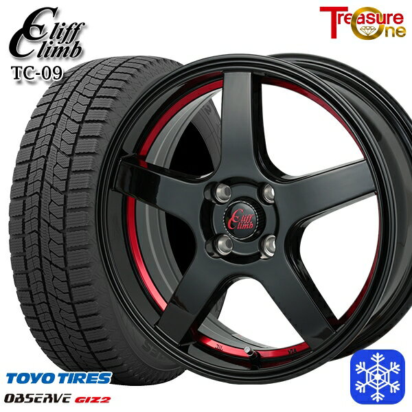 【新品 スタッドレス1台分4本セット】 175/60R16 アクア クロスビー 2025年製 トーヨー オブザーブ ギズ2 トレジャーワン クリフクライム TC09 BK/レッド 16インチ 6.0J 4H100