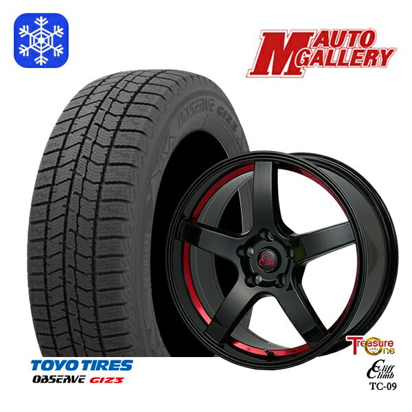 【新品 スタッドレス1台分4本セット】 215/60R17 96Q アルファード ヴェルファイア 2024年製 トーヨー オブザーブ ギズ3 トレジャーワン クリフクライム TC09 BK/レッド 17インチ 7.0J 5H114.3