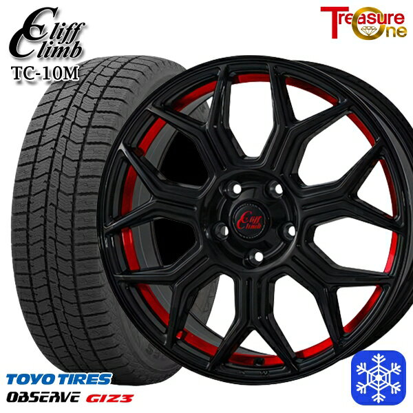 【新品 スタッドレス1台分4本セット】 235/60R18 レクサスRX 2024年製 トーヨー オブザーブ ギズ3 トレジャーワン クリフクライム TC10M BK/レッド 18インチ 7.0J 5H114.3