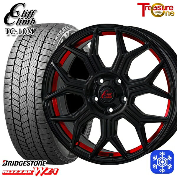 【新品 スタッドレス1台分4本セット】 225/45R18 クラウン レヴォーグ 2025年製 ブリヂストン ブリザック WZ1 トレジャーワン クリフクライム TC10M BK/レッド 18インチ 8.0J 5H114.3