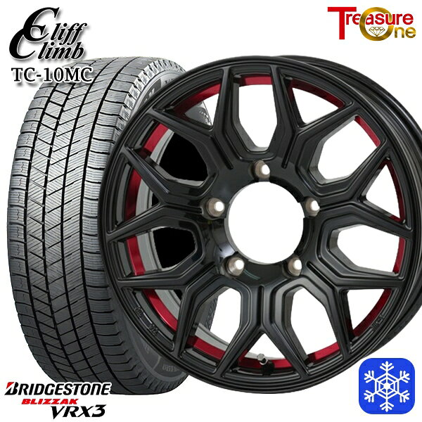 【新品 スタッドレス1台分4本セット】 215/70R16 100Q ジムニー 2024〜2025年製 ブリヂストン ブリザック VRX3 トレジャーワン クリフクライム TC10M BK/レッド 16インチ 5.5J 5H139.7