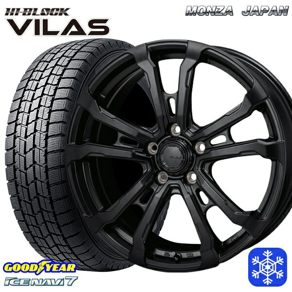 【新品 スタッドレス1台分4本セット】 225/45R18 クラウン レヴォーグ 2023〜2024年製 グッドイヤー アイスナビ7 NAVI7 MONZA ハイブロック ヴィラス サテンブラック 18インチ 7.5J 5H114.3