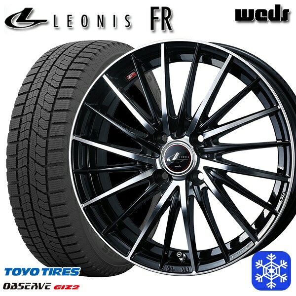【取付対象】185/55R15 ノート マーチ デミオ 2021〜2022年製 トーヨー オブザーブ ギズ2 Weds ウェッズ レオニス FR PBMC 15インチ 5.5J 4H100 スタッドレスタイヤホイール4本セット
