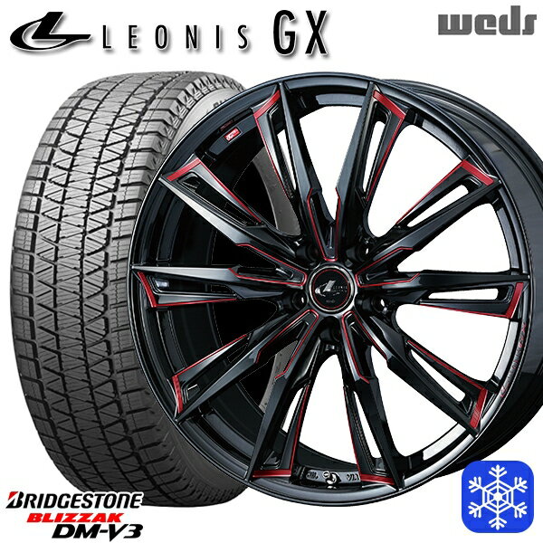 【取付対象】225/55R19 ハリアー CX5 CX8 2021～2022年製 ブリヂストン ブリザック DM-V3 Weds ウェッズ レオニス GX BK/SC 19インチ 8.0J 5H114.3 スタッドレスタイヤホイール4本セット